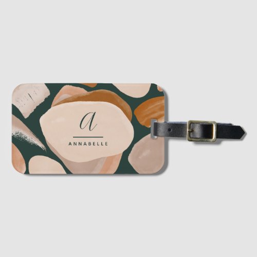 Monogram modern rust green abstract stylish chic luggage tag