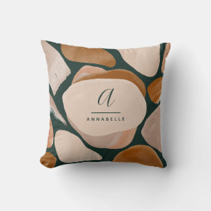 Monogram modern rust green abstract stylish chic throw pillow