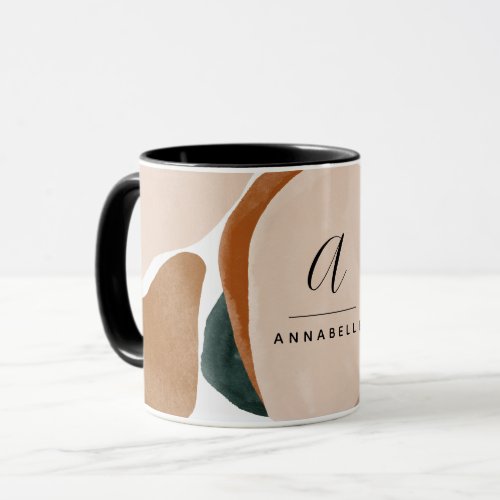 Monogram modern rust green abstract stylish mug