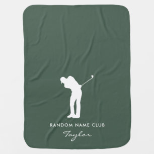 Monogram Modern Sage Green Club Name Personalized Baby Blanket