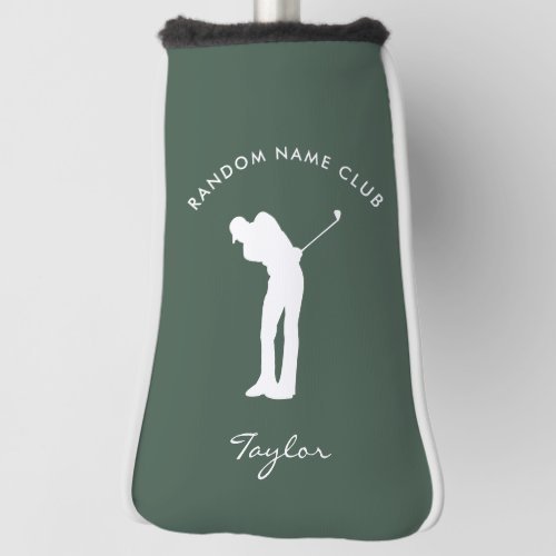 Monogram Modern Sage Green Club Name Personalized Golf Head Cover