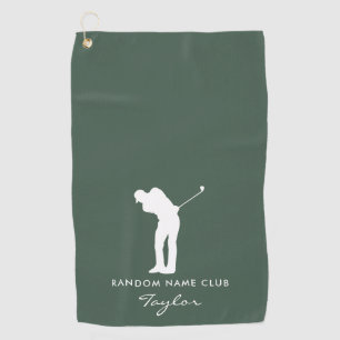 Monogram Modern Sage Green Club Name Personalized Golf Towel