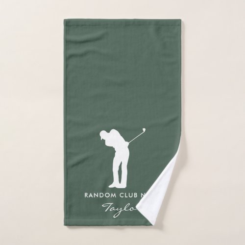 Monogram Modern Sage Green Golf Club Name Custom Hand Towel