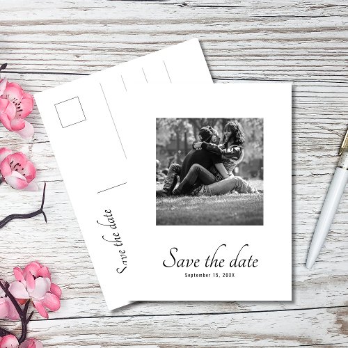 Monogram Modern Save The Date Photo Wedding Announcement Postcard