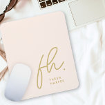 Monogram Modern Script Blush Pink Gold Initials Mouse Pad<br><div class="desc">Monogram Modern Script Blush Pink Gold Initials Mouse Pad</div>
