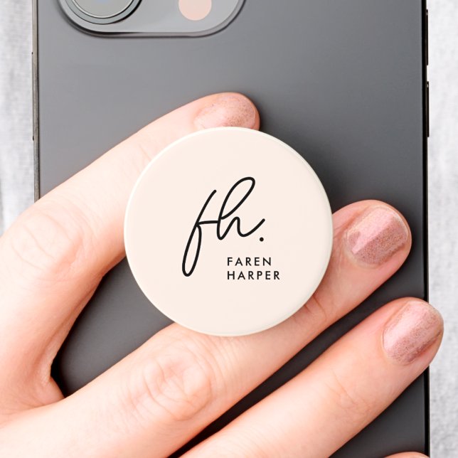Monogram Modern Script Chic Girly Blush Pink PopSocket (Creator Uploaded)