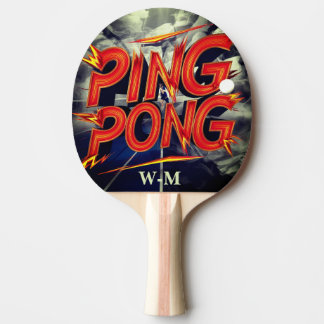 monogram modern script color cute ping pong paddle