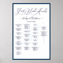 Monogram Modern Script DIY Color Seating Chart