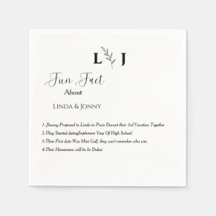 Monogram modern script fun facts wedding napkins