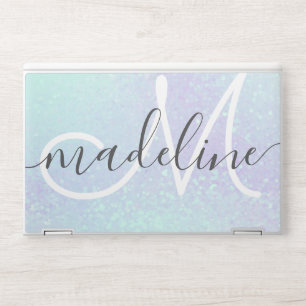 Monogram Modern Script Iridescent Sparkle HP Laptop Skin
