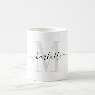 Monogram Modern Script Name Coffee Mug