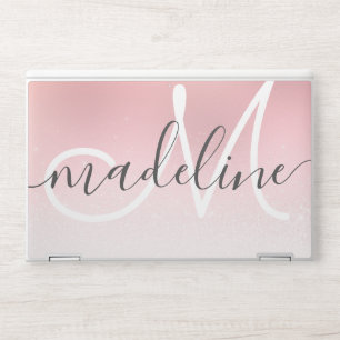 Monogram Modern Script Rose Gold Sparkle HP Laptop Skin