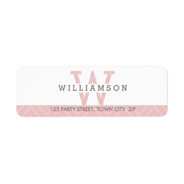 MONOGRAM modern simple chevron pattern baby pink Label (Front)