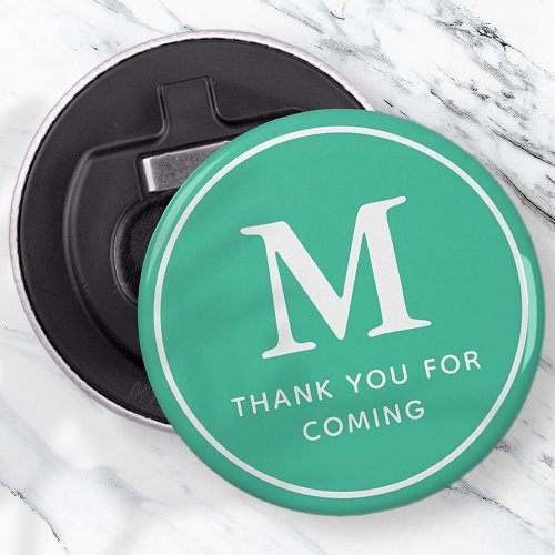 Monogram Modern Simple Chic Thank You For Coming Bottle Opener