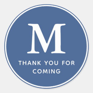Monogram Modern Simple Chic Thank You For Coming Classic Round Sticker