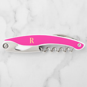 Monogram Modern Simple Hot Pink Waiter's Corkscrew