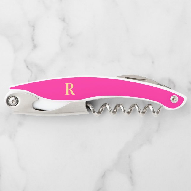 Monogram Modern Simple Hot Pink  Waiter's Corkscrew (Front)