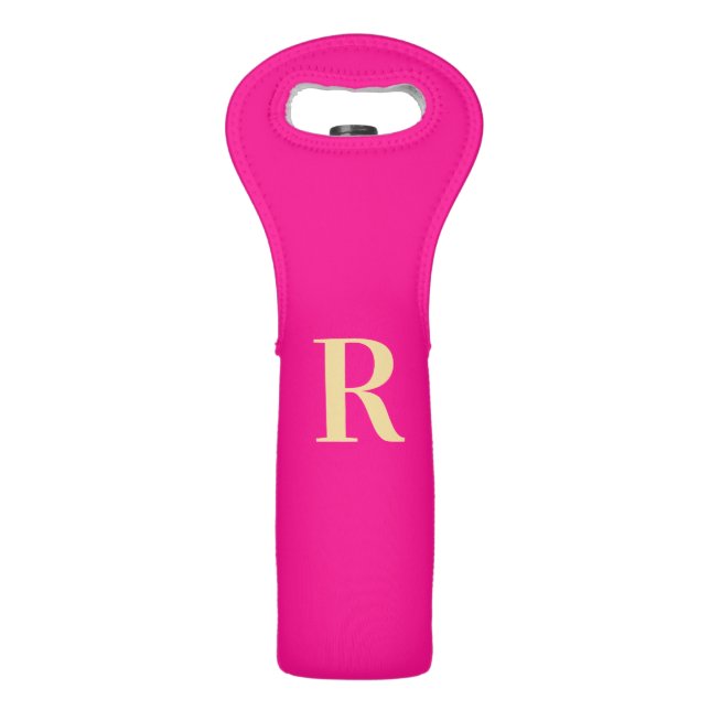 Monogram Modern Simple Hot Pink  Wine Bag (Front)