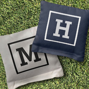 Monogram Modern Simple Minimalist Chic Frame Cornhole Bags