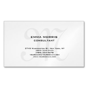 Monogram Modern Simple Minimalist Plain Business Card Magnet