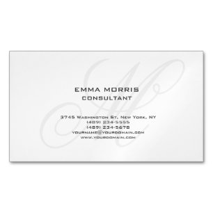 Monogram Modern Simple Minimalist Plain Business Card Magnet