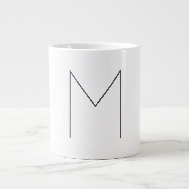 Monogram Modern Simple Minimalist Plain Giant Coffee Mug (Front)