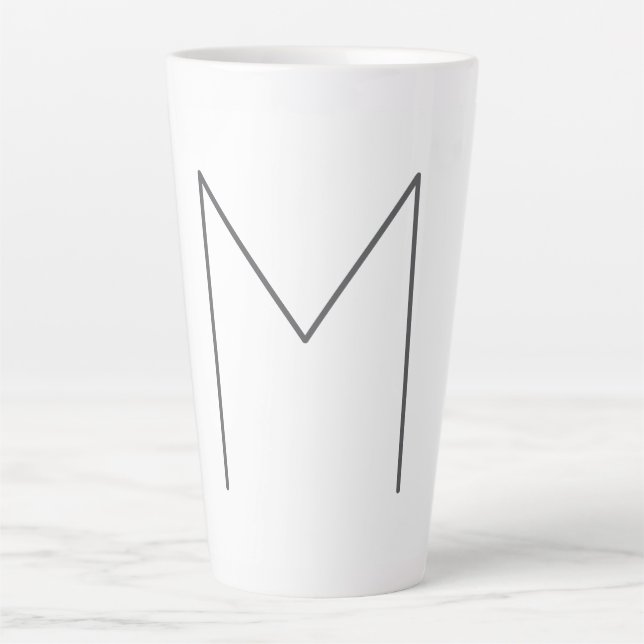 Monogram Modern Simple Minimalist Plain Latte Mug (Front)