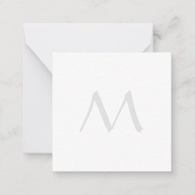 Monogram Modern Simple Minimalist Plain Note Card (Front)