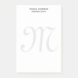 Monogram Modern Simple Minimalist Plain Post-it Notes
