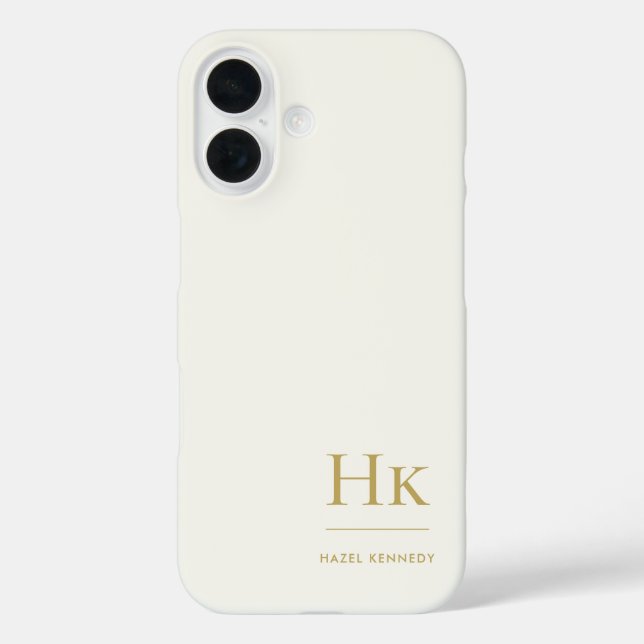 Monogram Modern Simple Monogrammed Ivory Gold Case-Mate iPhone Case (Back)