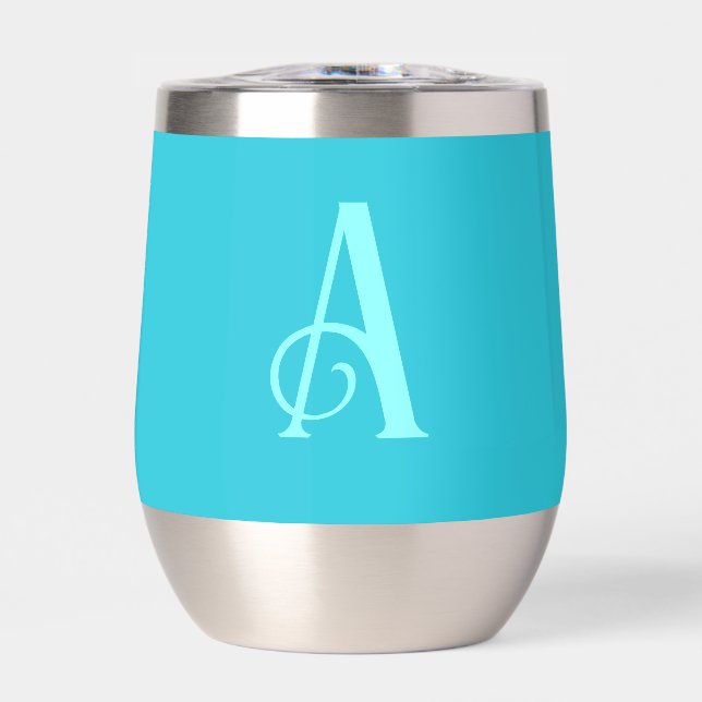 Monogram Modern Simple Teal Thermal Wine Tumbler (Front)