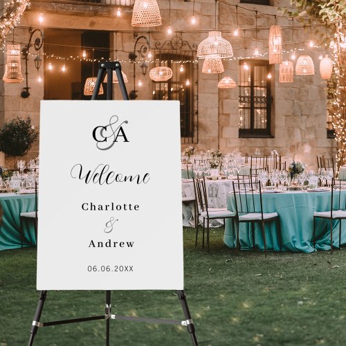 Monogram modern simple wedding welcome foam board