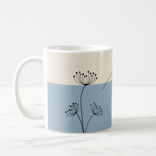 Monogram Modern Slate Blue Floral Coffee Mug