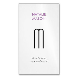 Monogram Modern Sleek and Slim 2 Business Card Magnet