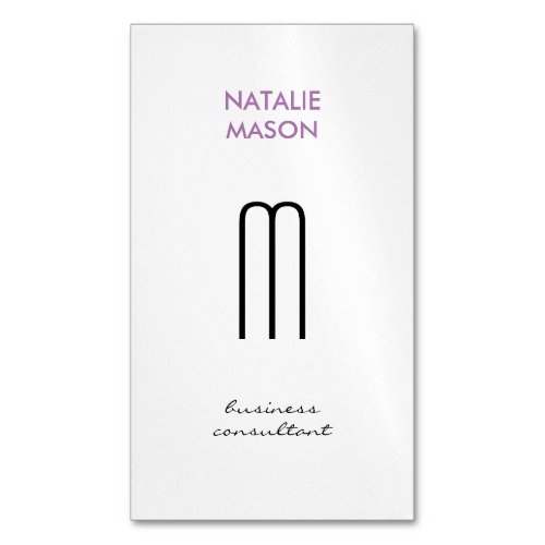 Monogram Modern Sleek and Slim 2 Business Card Magnet