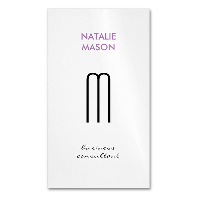 Monogram Modern Sleek and Slim 2 Business Card Magnet (Front Vertical)