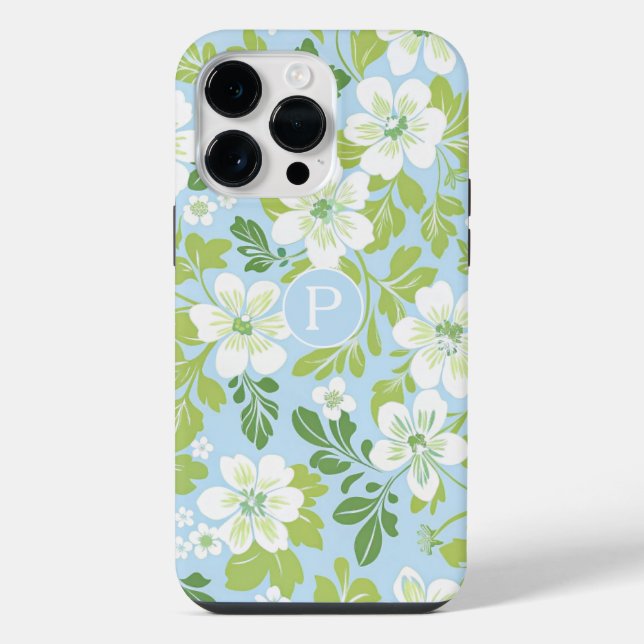 Monogram Modern Spring Primroses Floral Pattern  Iphone Case (Back)