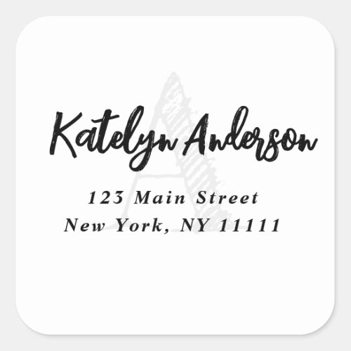 Monogram Modern Square Return Address Label