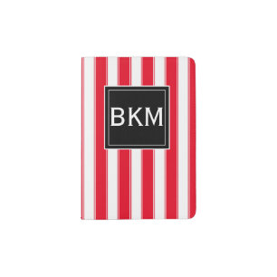 Monogram Modern Stripes in Black and Red Passport Holder