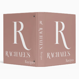 Monogram Modern Stylish Beige Recipe 3 Ring Binder