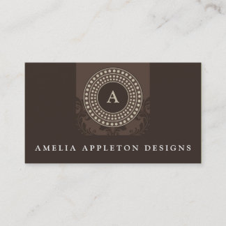 MONOGRAM modern stylish elegant rotor brown taupe Business Card