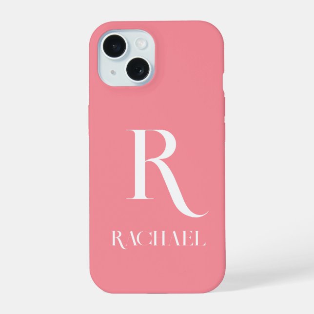 Monogram Modern Stylish Pink Iphone Case (Back)