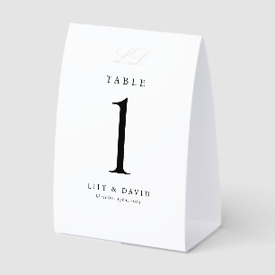 Monogram Modern Table Number Paper Table Tent