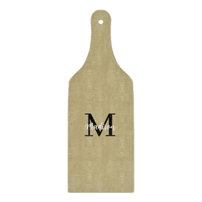 Monogram Modern Tan Black Sand Cutting Board (Front)