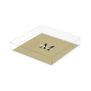 Monogram Modern Tan Sand and Black Acrylic Tray