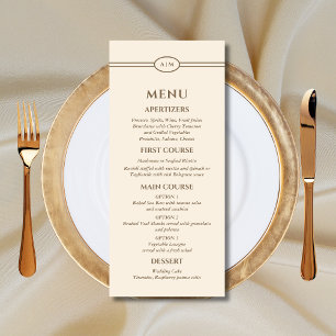Monogram Modern Taupe Cream Wedding Menu
