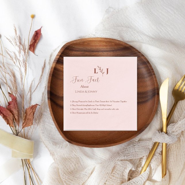 Monogram modern terracottascript fun facts wedding napkins (Creator Uploaded)