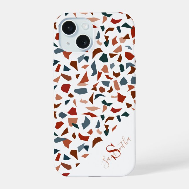 Monogram Modern Terrazzo Mosaic Pattern  Iphone Case (Back)