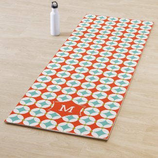 Monogram Modern Trendy Geometric Orange Gray Yoga  Yoga Mat