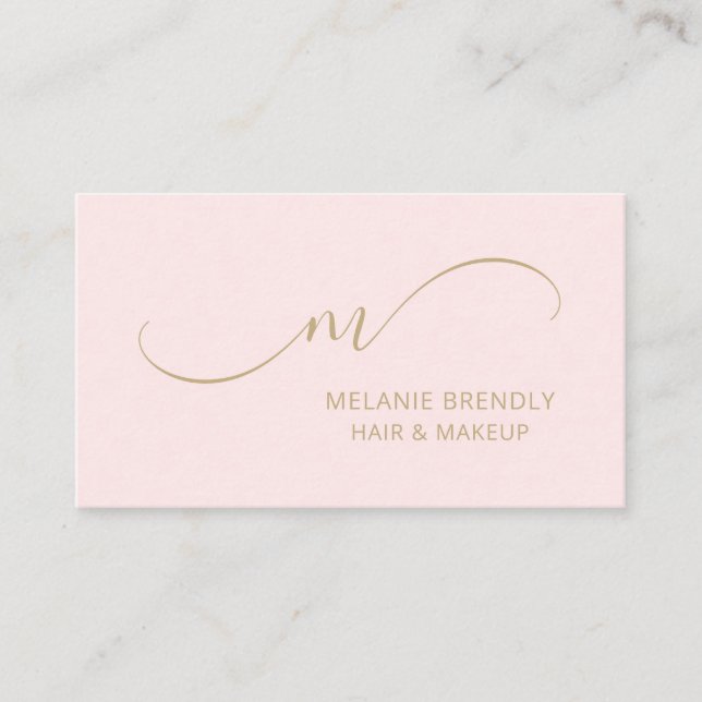 Monogram Modern Trendy Pink Business Card (Front)